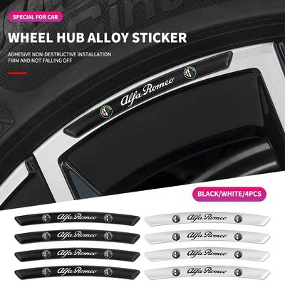 Car Styling 4Pcs Aluminum Wheel Rim Sticker Decal For Giulia Stelvio Giulietta 156 159 147 Mito Tonale Brera Disco