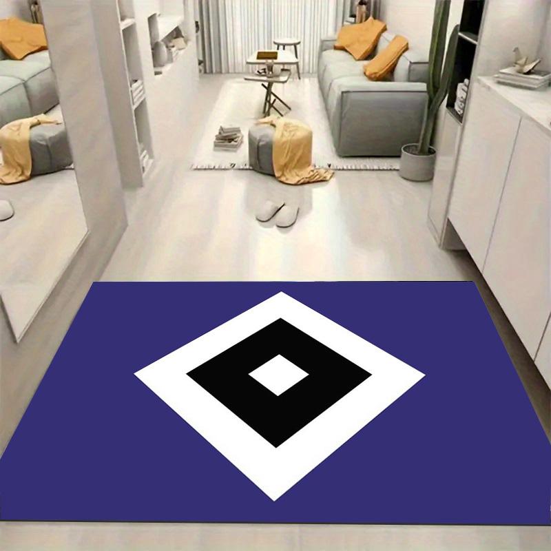 Hamburger SV Geometrisches Logo Teppich, Lila Hintergrund Quadratischer Druck Bodenmatte, Rutschfester Teppich Heimdekoration