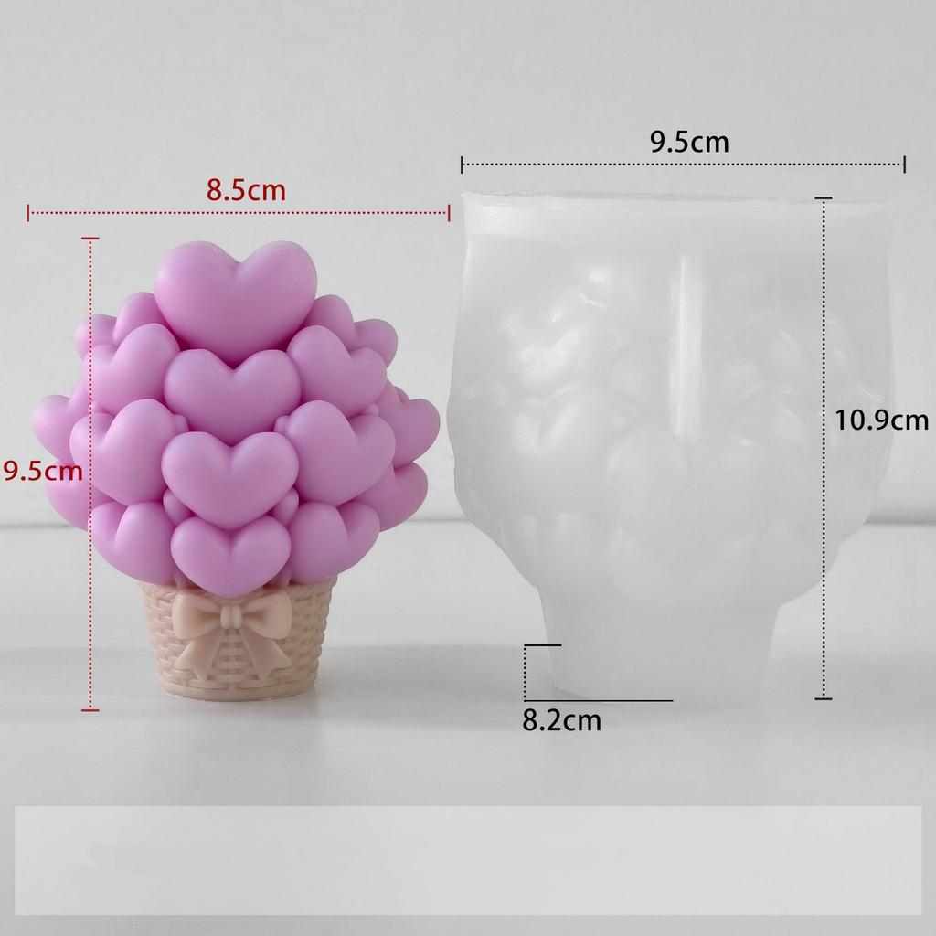 Love Cylinder Aromatherapy Candle Silicone Mold DIY Heart Flower Handmade Aromatherapy Ornament Grinding Tool