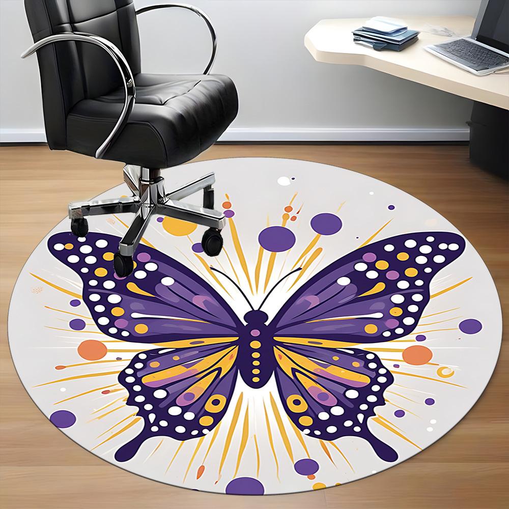 1pc Butterfly Decor Chair Carpet for Office, Non slip, Soft and Durable Office Rug for Interior Decoration