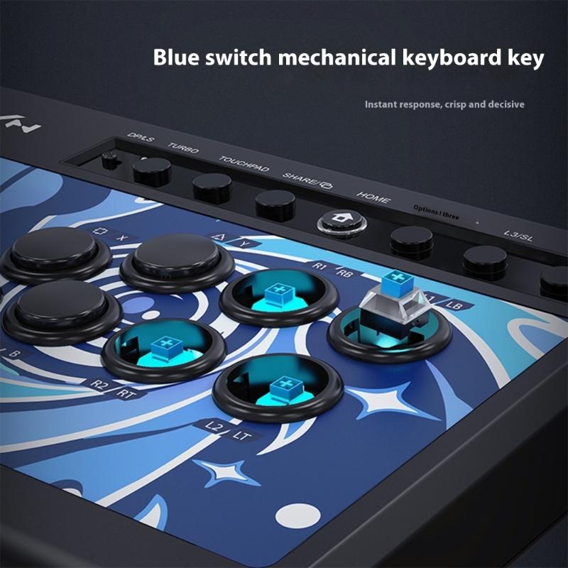 Stilvoller Gaming-Joystick mit 3,5-mm-Soundanschluss Blaue mechanische Tastenstecker Play-USB-Kabel für die Verwendung mit mehreren Geräten