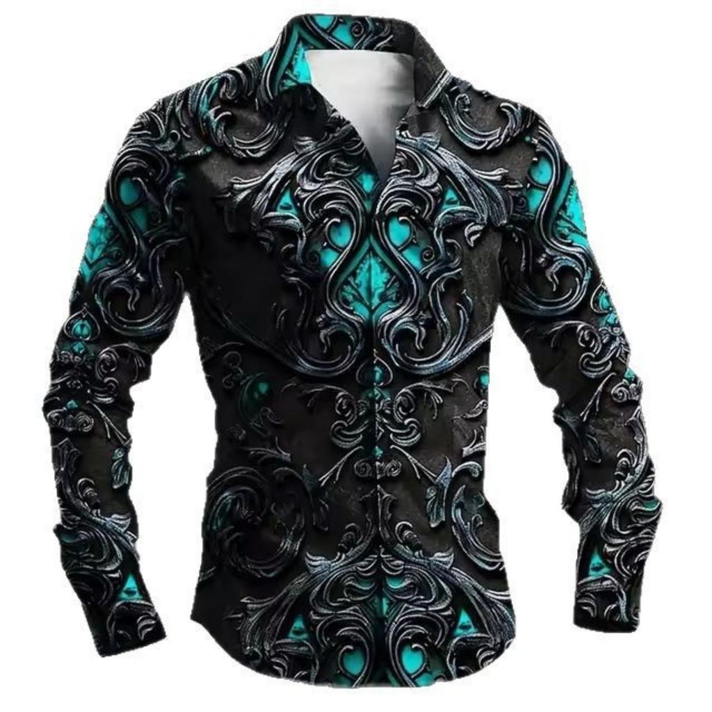 Fashion Essential! Baroque Ornate Long Sleeve Shirt, Unique Stylish Design.
