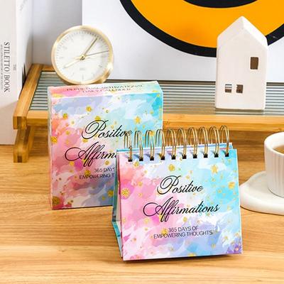 1pc Inspirational Desktop Flip Calendar - 365 Days of Positive Affirmations , Paper Standing Coil Calendar for Home, School, Office