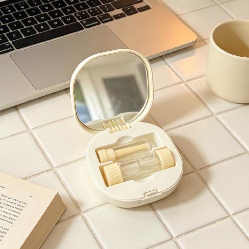 Kawaii Checkered Bow Decor Contact Lens Holder Multicolor Mini Portable Daily Lens Care Case