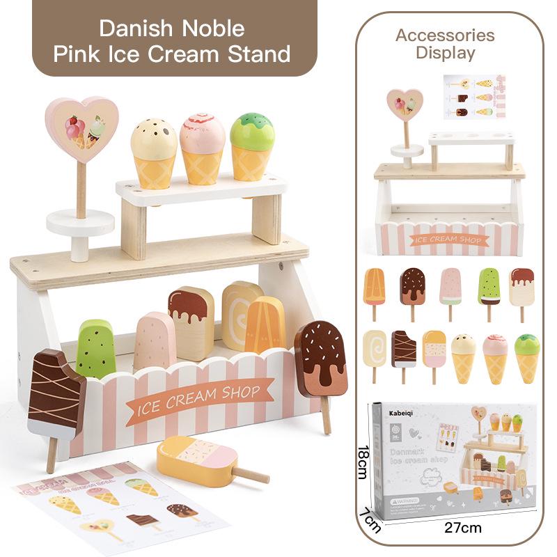 DIY Wooden Ice Cream Cone Popsicle Toy for Children s Role-Playing and Education