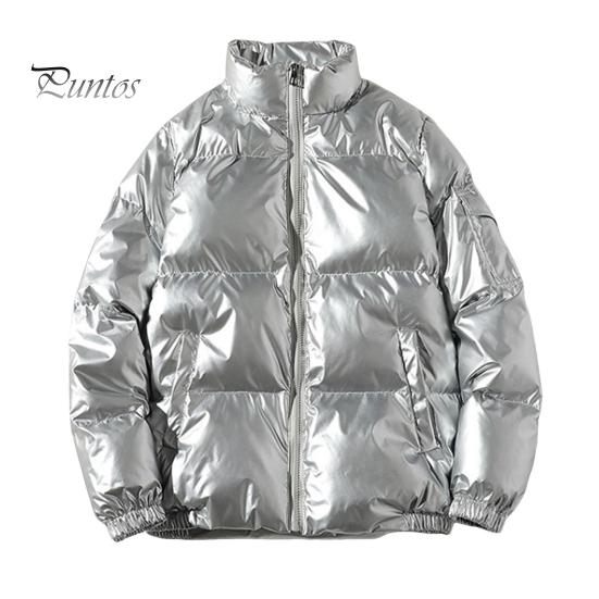 

Мужское хлопковое пальто с эластичными манжетами и воротником-стойкой, с длинным рукавом, однотонное стеганое пальто с карманами, однотонная блестящая хлопковая верхняя одежда XL серебряный