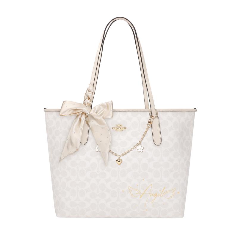 

COACH shoulder bag [Customized bag] City 33 classic presbyopia logo slow-engraved hand-painted spring and summer high-end Angel Satin Dream Gift Bag білий