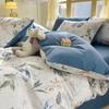 Elegant Blue Floral Pattern Duvet Cover Set 100% Cotton Soft Skin Friendly Queen Size Bedding Set Comforter Cover Pillowcases