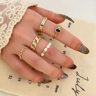 Anillo Anillo de Cinco Piezas para Mujer Joyería Anillo de Moda Elegante Anillo para Estudiante Anillo Simple Joyería Exquisita