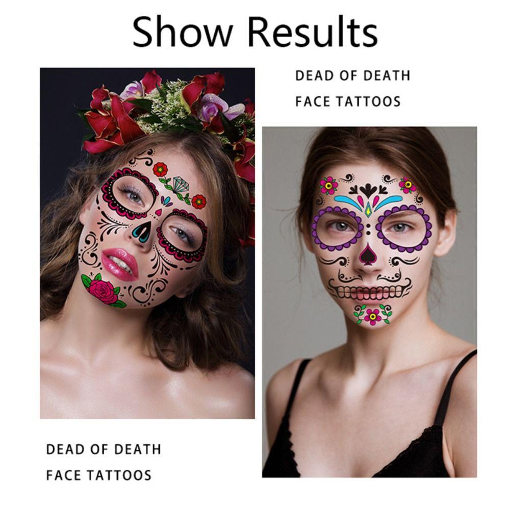 Fake Tatto Halloween Horror Tattoo Stickers Waterproof Big Mouth Face Sticker   Festival Carnival
