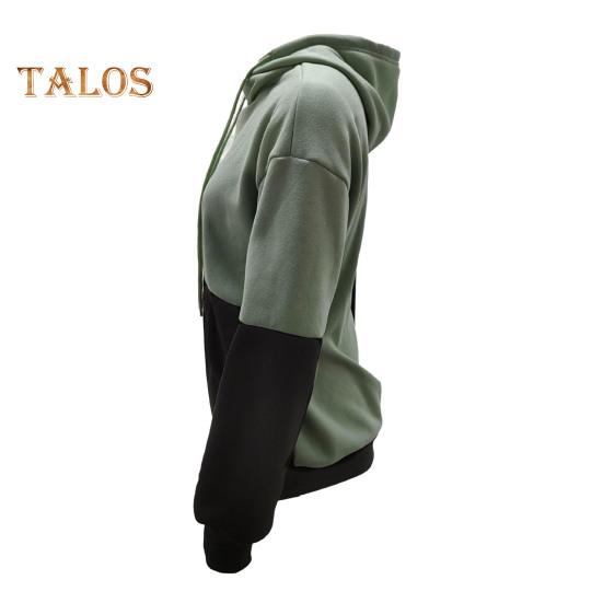 Damska bluza z kapturem na jesień i zimę, z kolorowym blokiem, ściągaczem, długimi rękawami, elastycznymi mankietami i obszyciem oraz dużą kieszenią, gruba sportowa bluzka fitness