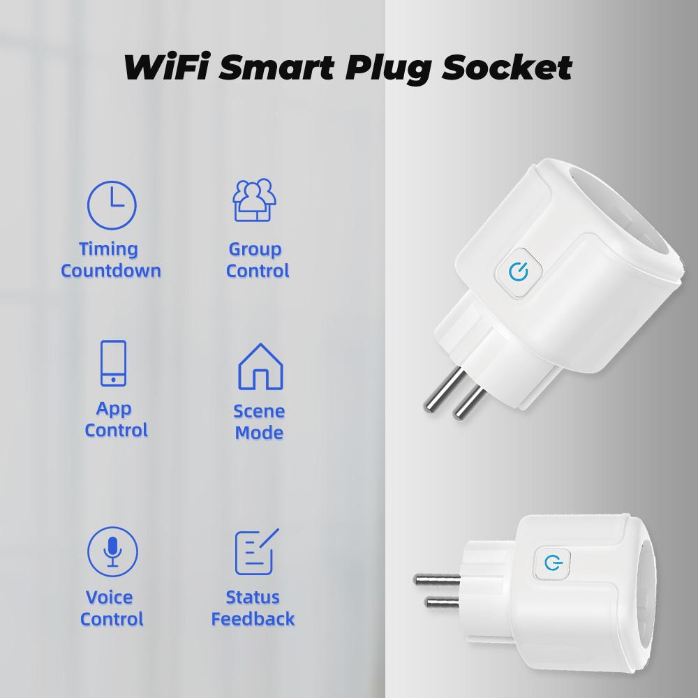 Tuya Wifi Smart Socket EU Plug 16A Power Monitor Remote Control SmartLife APP Works with Alexa Yandex Alice Google Assistant