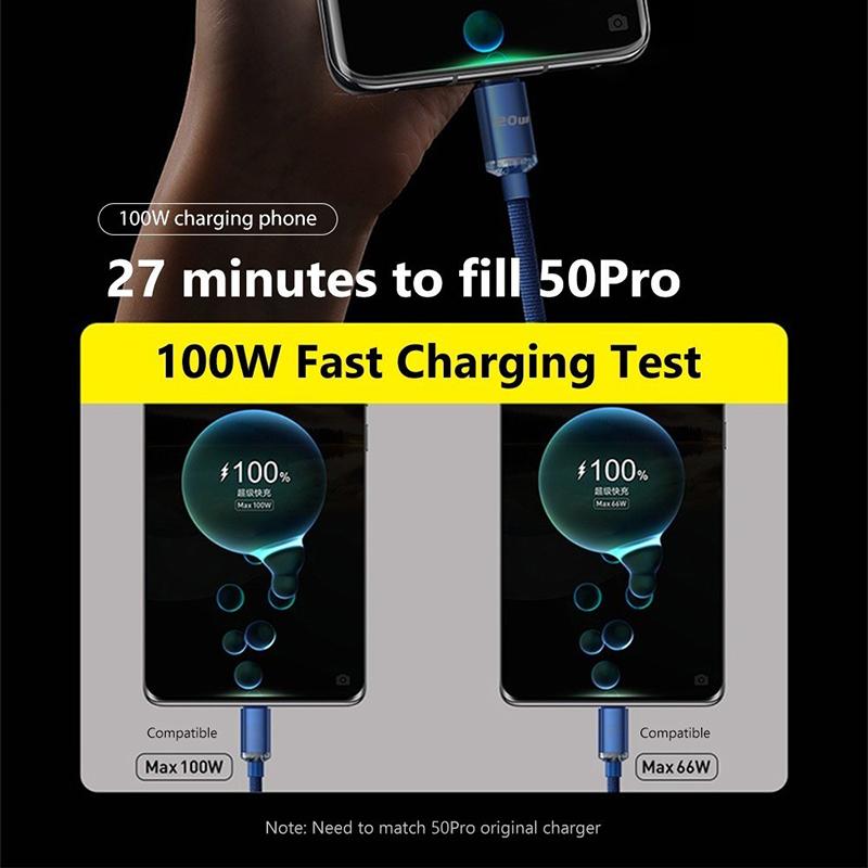 120W 6A Super Fast Charge Usb Type C Cable Phone Charger Usb Data Cord For Samsung S23 Realme Xiaomi 13 Huawei Quick Charge Wire