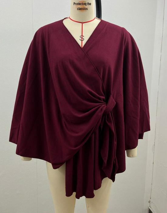 Women's Elegant Solid Color Shawl Cape Coat 2024