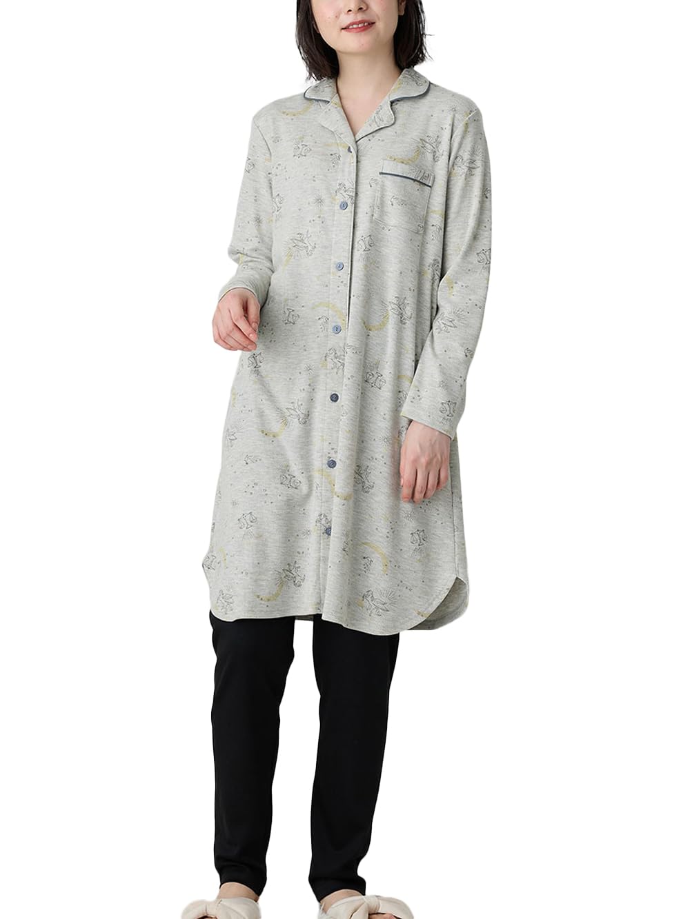 

ANGELIEBE Maternity Созвездие Длинный Топ и Брюки Светлый Размер для Кормления и Беременности Пижама, Спереди Открытый, В рубчик, Гладкий, Принт, Рукава, Комплект,