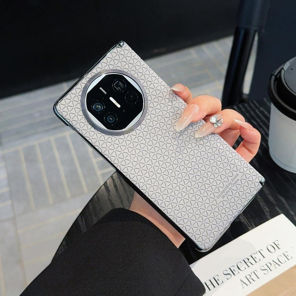For Huawei Mate X7/X6/X5/X3 Case Cube Central Axis Luxury PU Leather Magnetic Wireless Charging Protective Back Cover Shell