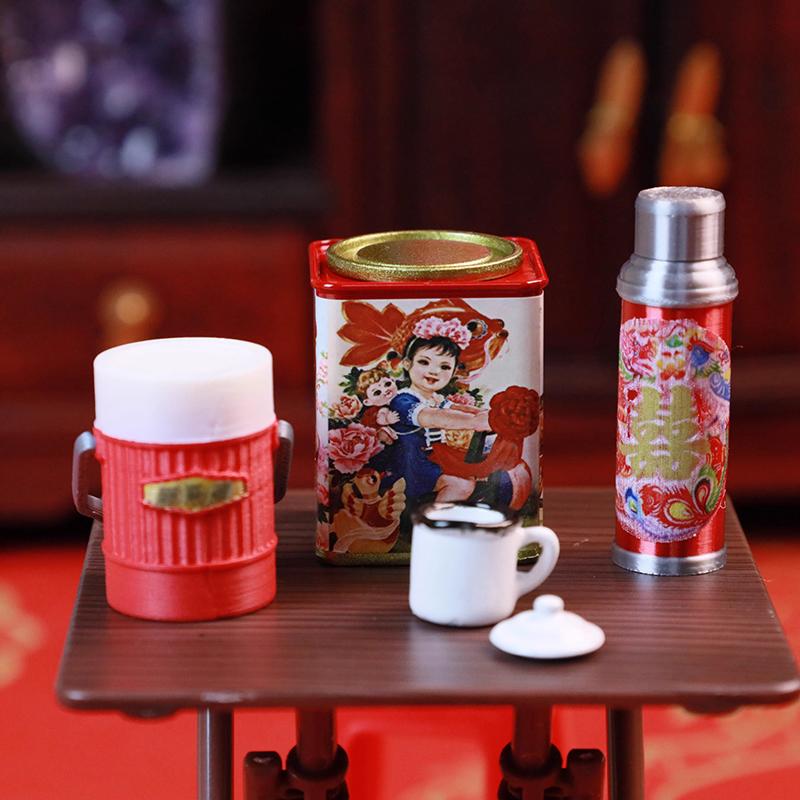 Miniature Dollhouse Chinese Nostalgic Scene Table Warm Kettle Miniature Food Toy Model Ornament For Doll Accessories
