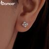 BAMOER Four-leaf Clover Moissanite Earrings, Natural Freshwater Pearls Round Cut Lab Created Diamond Wedding Stud Earrings S925