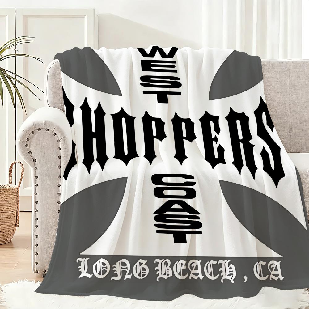 W-West Coast C-Choppers Throw Lightweight 240g Flannel Blanket Soft Skin-friendly for Summer Cooling