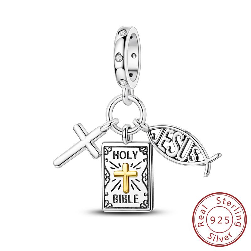 100% Copper Metal Charm Bead Components Bead Components Bible Zircon Cross Jesus Both Hands Pray Compatible With Authentic Original Bracelets High