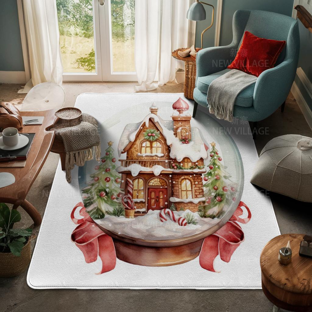 House Entrance Carpet Home Door Mat Living Room Bath Foot Bathroom Non-slip Water Absorption Rugs Bath Merry Christmas Winter