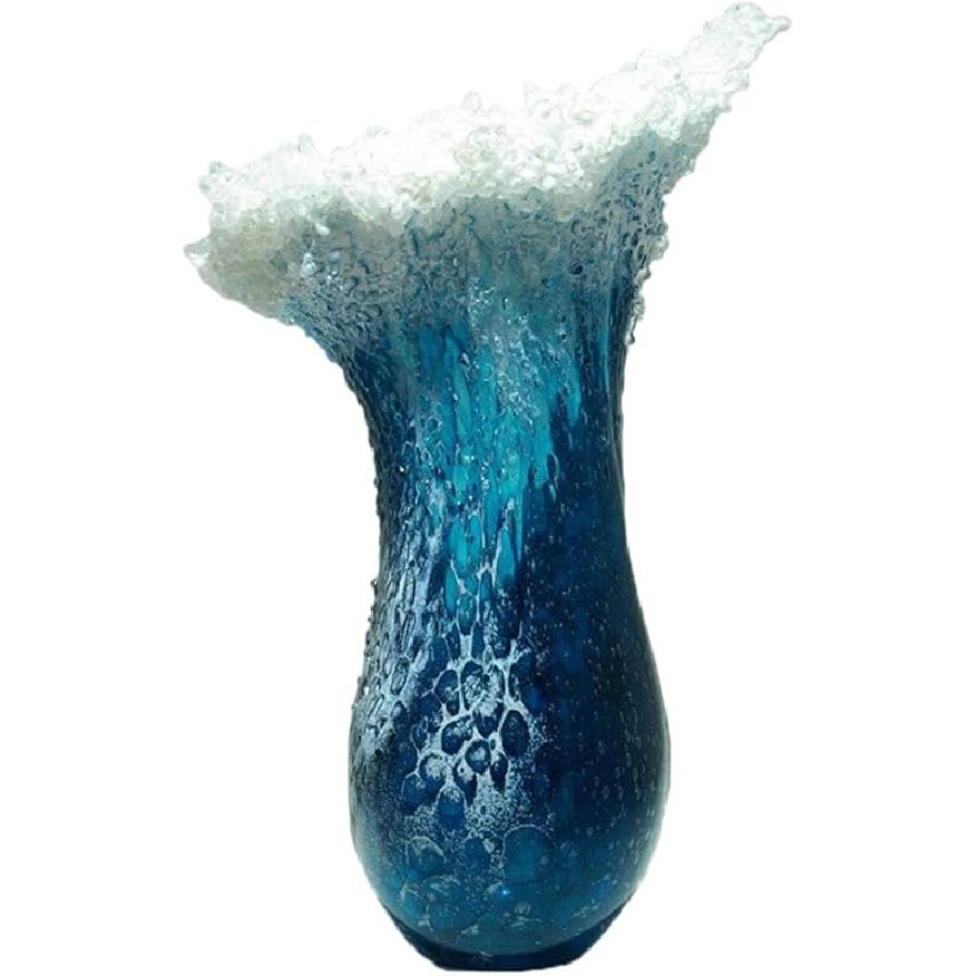 Wave Vase,Ocean Theme Resin Vase Handmade Artistics Table top Decoration for Home and Office Flower Arrangement Medium