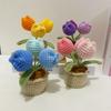 Tulips Crochet Flowers with Potted Cute Knitted Flower Tulips Artificial Palnt Easter Decoration 2025 Office Table Car Decor