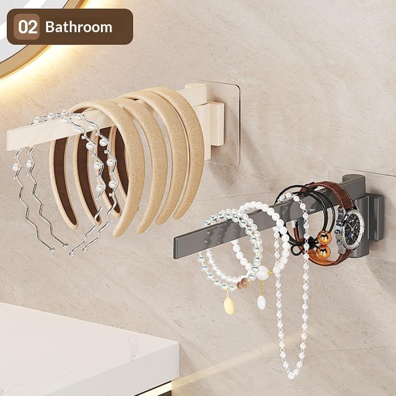 Wall-Mounted Rotating Kitchen Cloth Organizer-Multi-Functional Drainage Rack,Space-Saving Storage Holder For Dishcloths & Towels