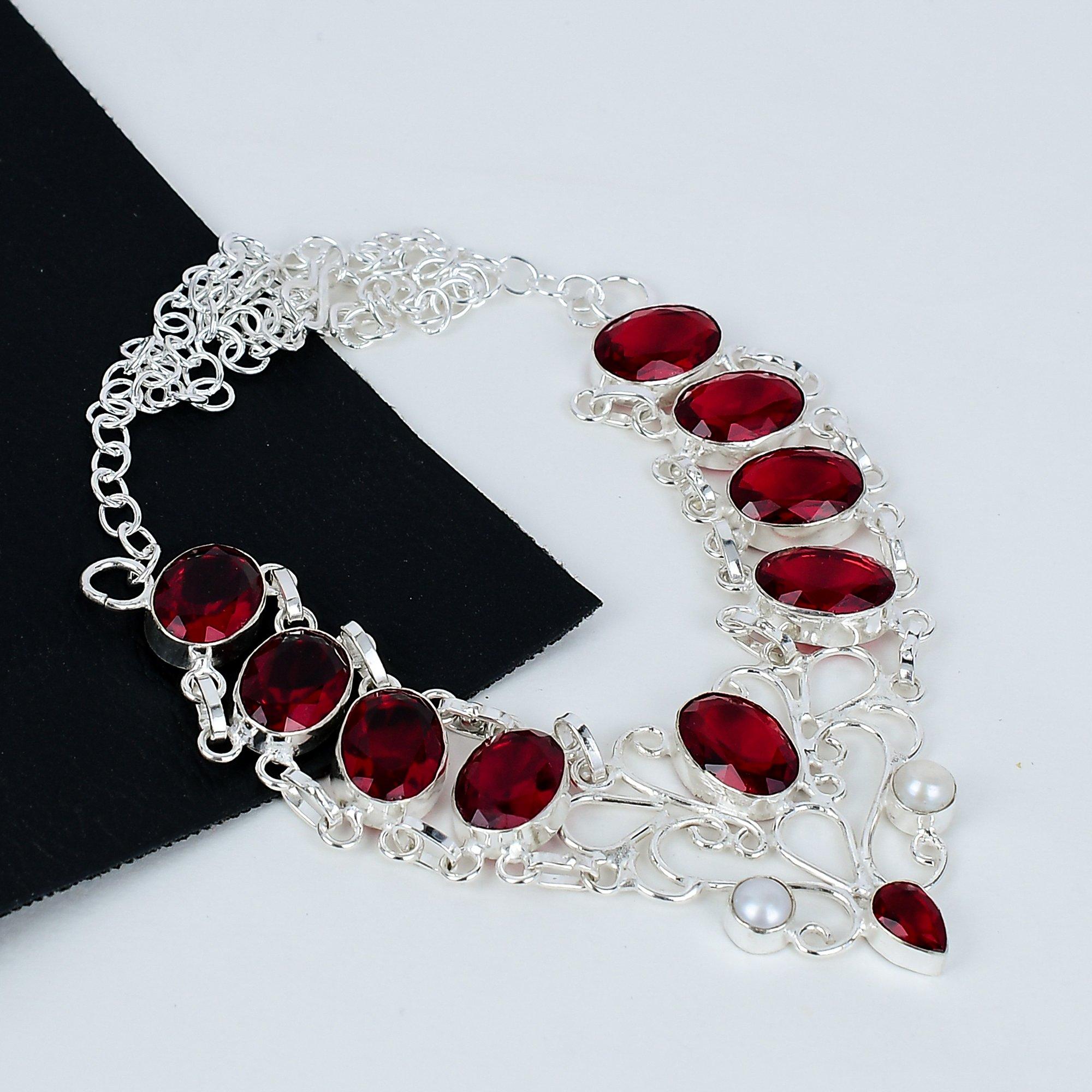 

Красный гранат, Ювелирное колье из перламутра, Ожерелье из стерлингового серебра 925 пробы, Ювелирное колье ручной работы, Гранатовое ожерелье для мамы, Свадебные украшения 20 красный