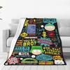 SouthPark Citáty Teplá deka Piknik Plyšové povlečení Přehozy Potisk Obývací pokoj Flanelové přeikrývka Potah na pohovku