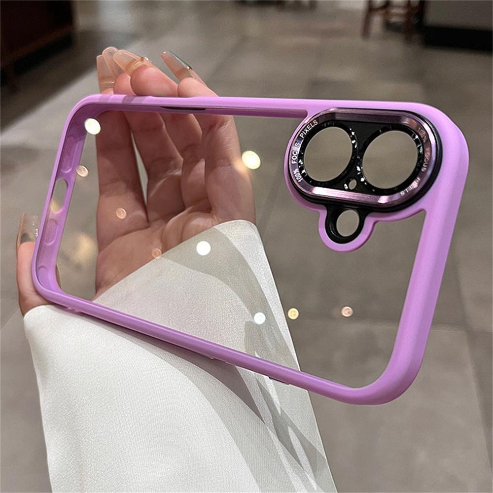 Luxury Transparent Full Metal Camera Lens Protection Phone Case For iPhone 16 Pro Max Plus Clear Hard Soft Shockproof Back Cover