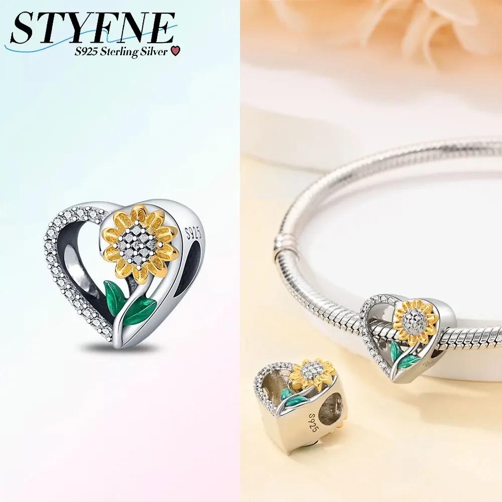 Charm Bead Charms Plata Sunflower Sakura Chrysanthemum Bead for Charm Bead Charms copper Bracelets Bead Charms Jewellery Making Womens Gift