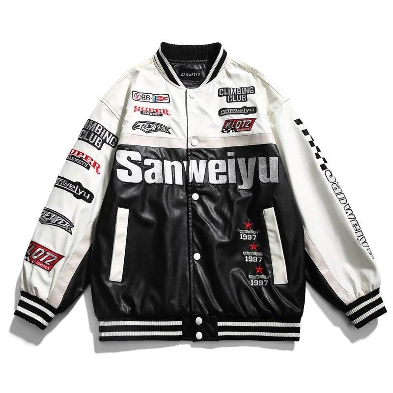 

Весенне-осенний американский винтажный лоскутный гоночный трикотаж с вышивкой, мужская повседневная модная свободная бейсбольная форма, уличная одежда для пар