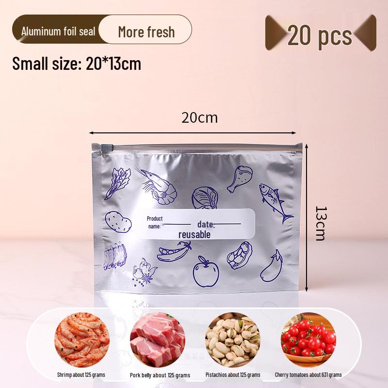 Food Grade Zipper Aluminum Foil Storage Bag for Freezing & Fresh-Keeping Meat and Vegetables