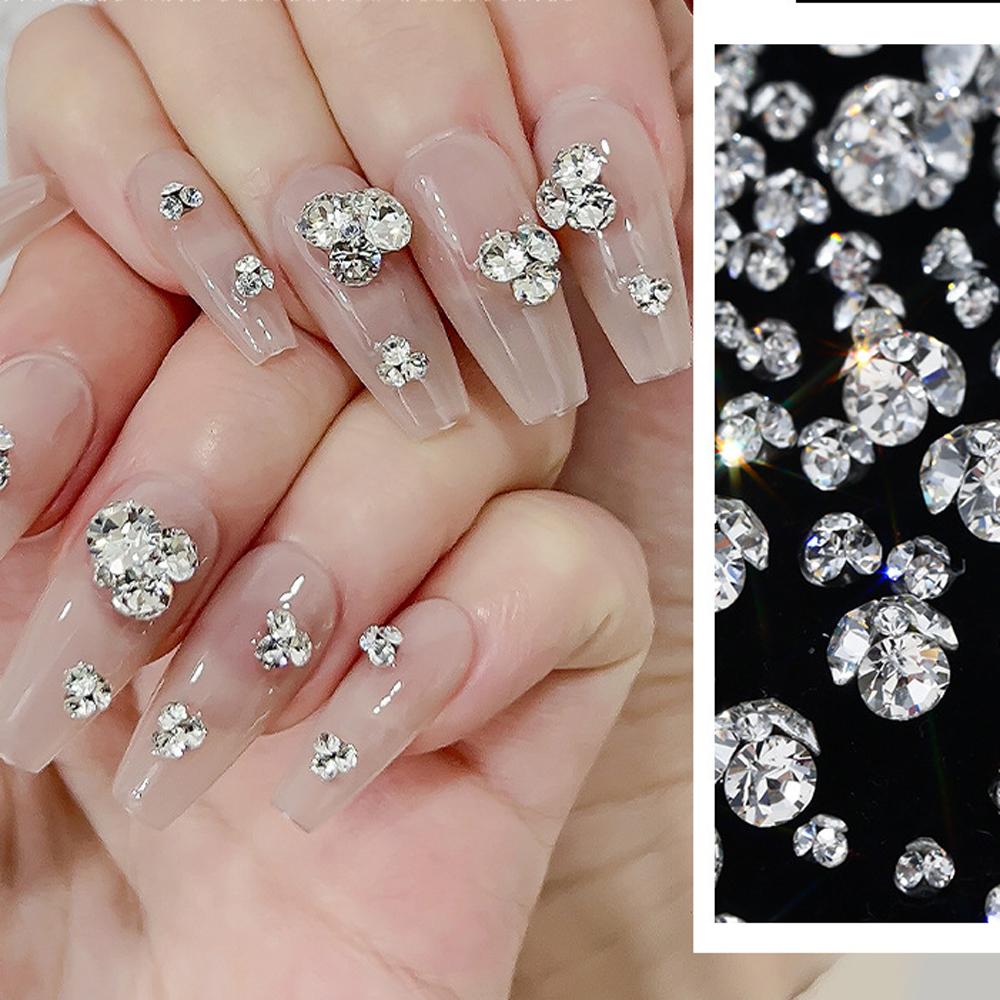 10Pcs 3D K9 Clear Nail Art Rhinestones 2-6mm Sparkle Mini Diamonds Nail Art Decorations DIY Phone Case Crafts Manicure Accessory