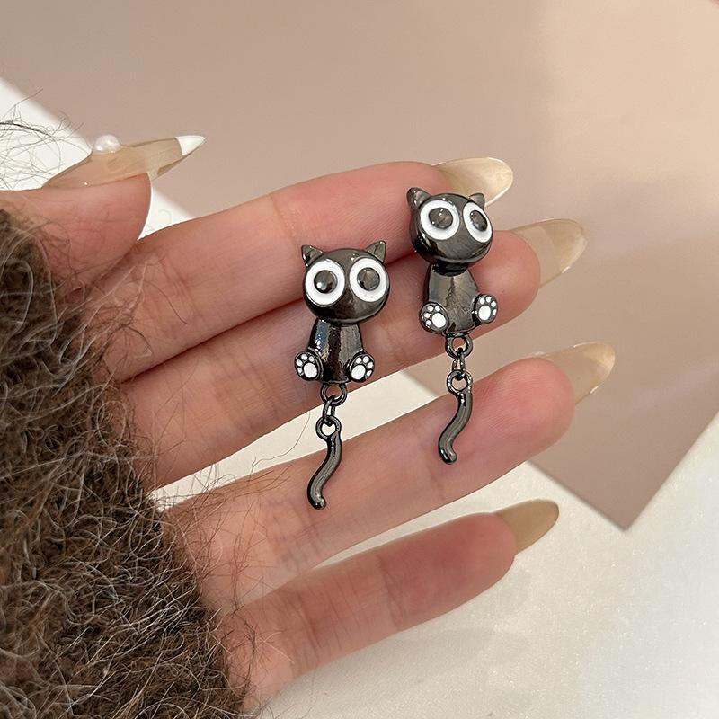 

Модные милые мультяшные черные кошки Сладкие простые модные серьги-гвоздики для женщин с темпераментом Креативные