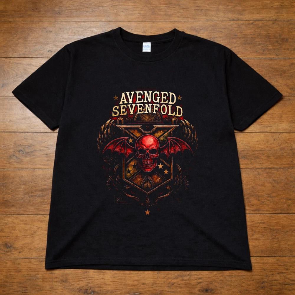 Avenged Sevenfold Deathbat Crest T Shirt Metal Band Skull Wings Tee Adults Kids 2XL