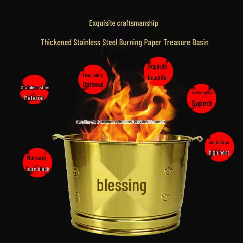 Stainless Steel Paper Burning Basin - Fire Pit and Incinerator Bucket