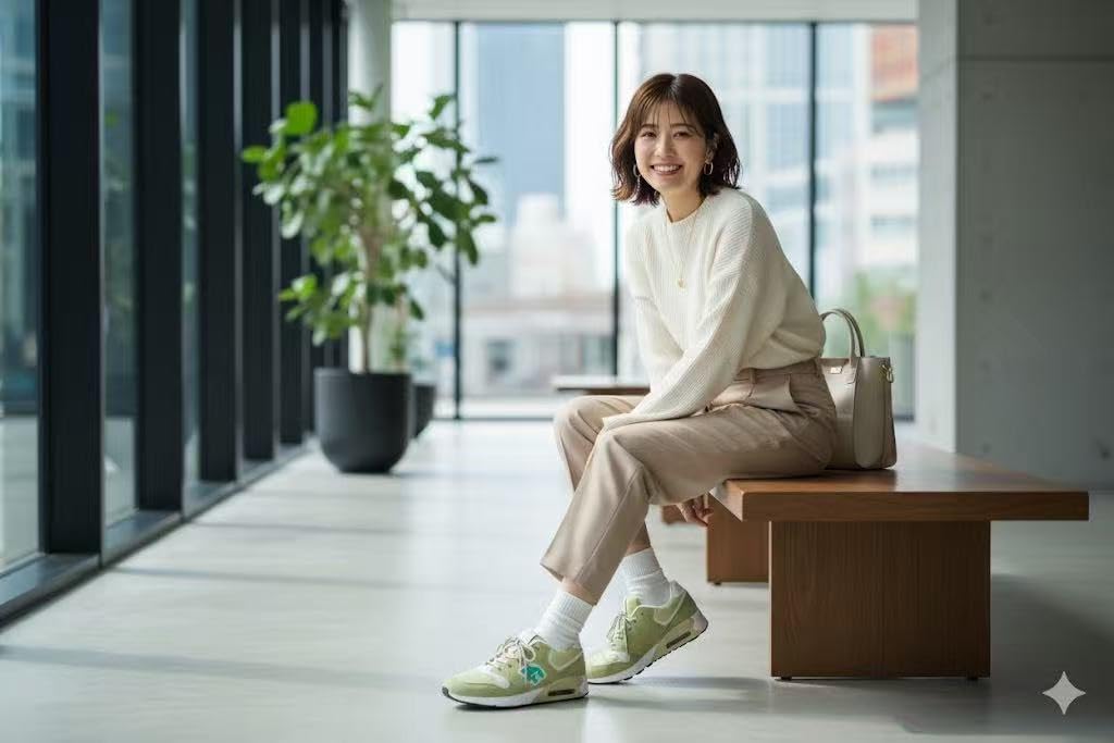 Cute glitter sneakers with air cushion athletic size 95022908 lace-up soles, women's shoes, green, 23.0cm,