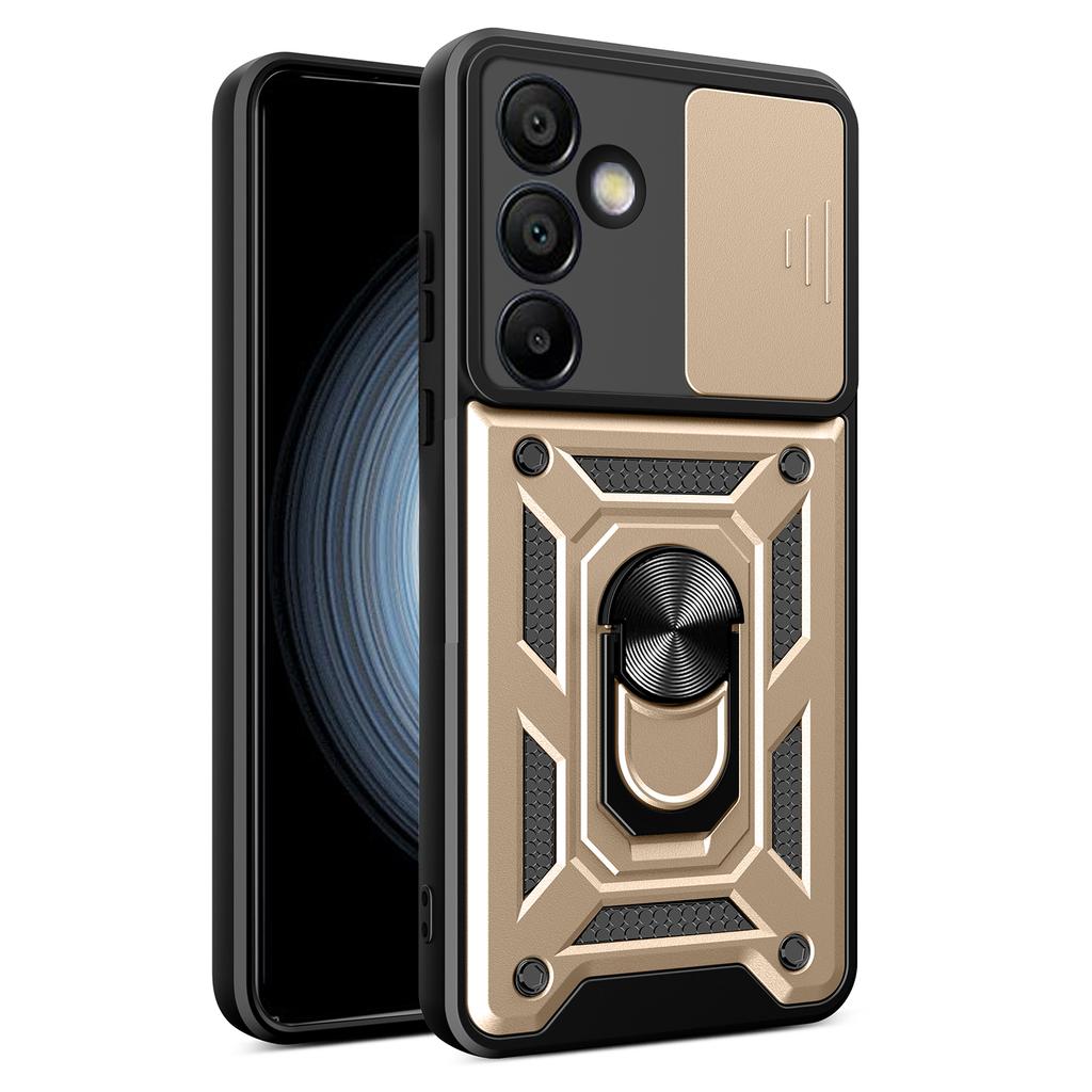 AMORUS For Samsung Galaxy S24 FE Case Kickstand PC+TPU Phone Cover with Camera Lens Slider