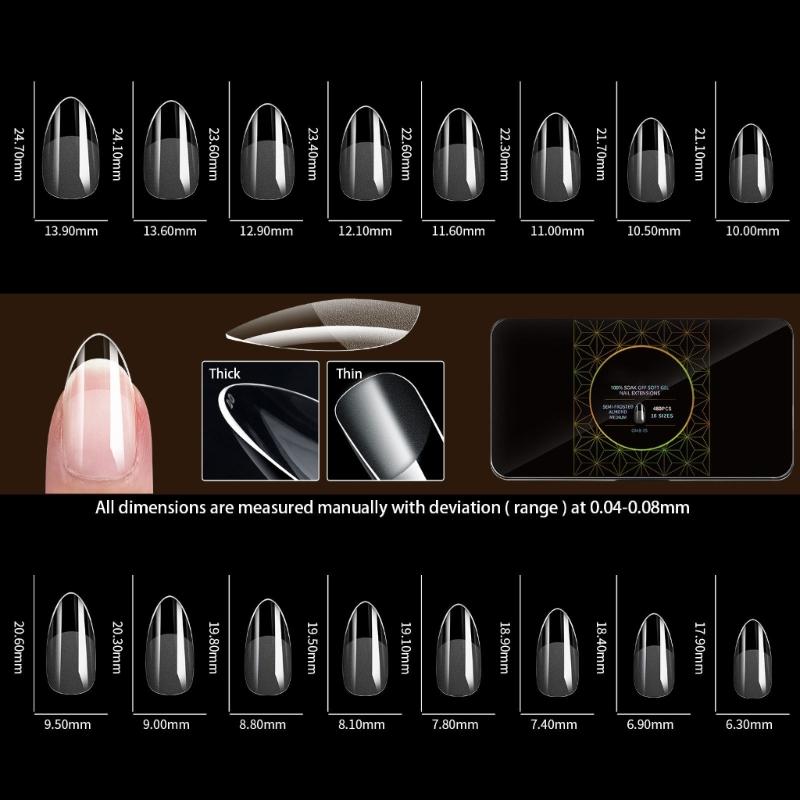 480 Pcs False Nails Tips Soft Gels Tips Semi-Frosted Nails Tips Full Cover Stick on Nails Press On Nails for Women Girl