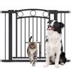 Pet Gate, 77 Cm Stair Gate, Adjustable Width 76-104 Cm, with Cat Door, for Stairs and Doorways, Black