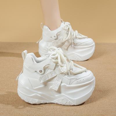 Fashion 9CM Women's Autumn Casual Shoes 2025 New Breathable Mesh Diamond Chunky Sneakers Fashionable Versatile Ladies Sports Dad Shoes