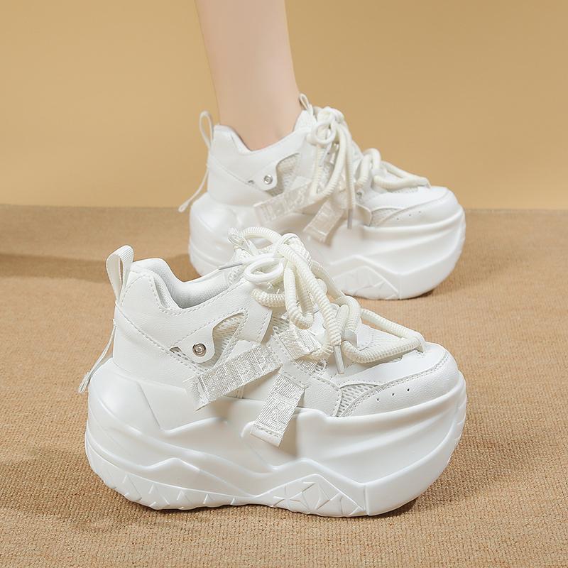 Fashion 9CM Women's Autumn Casual Shoes 2025 New Breathable Mesh Diamond Chunky Sneakers Fashionable Versatile Ladies Sports Dad Shoes