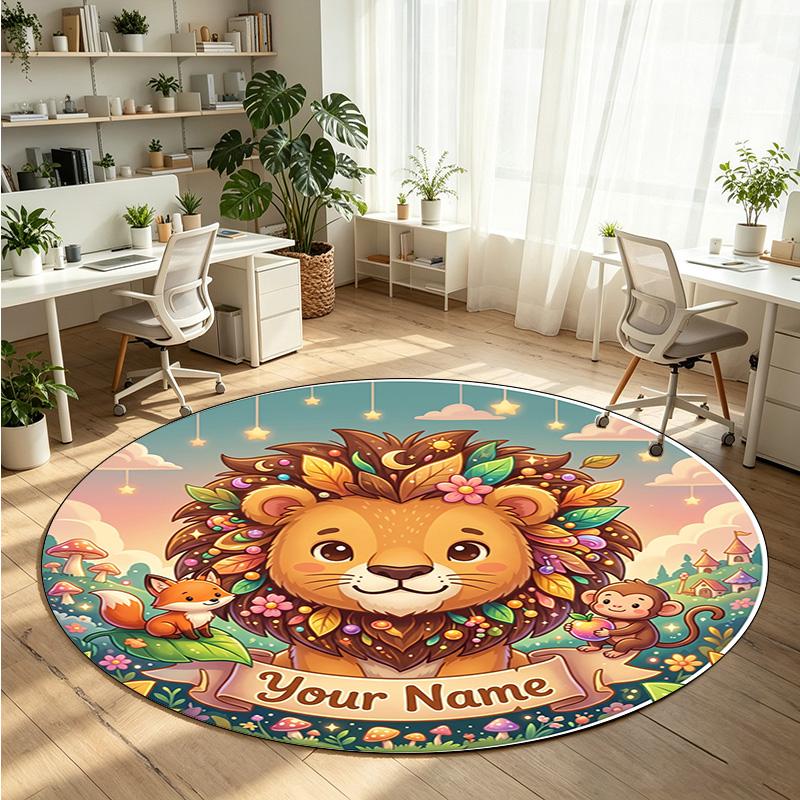 Animales salvajes (342) Alfombra de Terciopelo Redonda con Cristales Personalizada con Nombre y Texto Felpudo Personalizado Decoración del Hogar Alfombra de Cristal Antideslizante