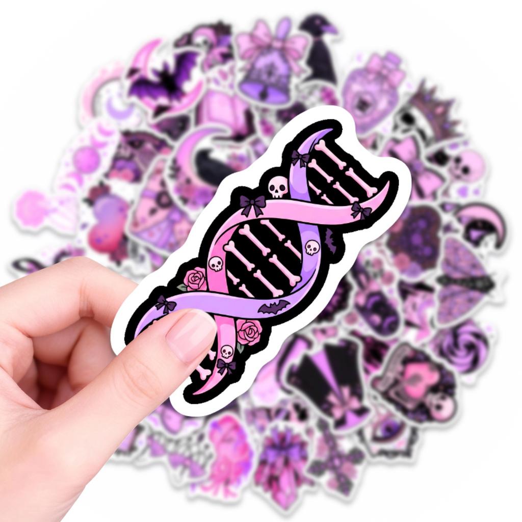 50 Purple Gothic Graffiti Stickers Handbook Decoration Waterproof Cute Cartoon Stickers Material Stickers