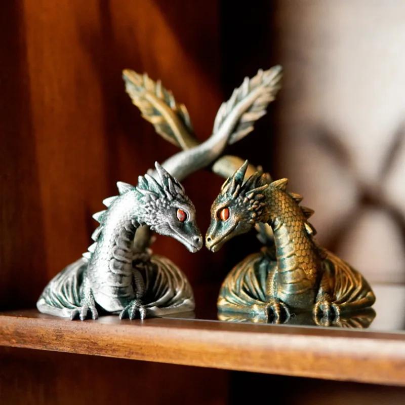 

Dual Flame Dragon Book Display Bookstand Fantasy Animal 3D Ornaments Book Holder Desktop Bookshelf Figurine Home Collectible