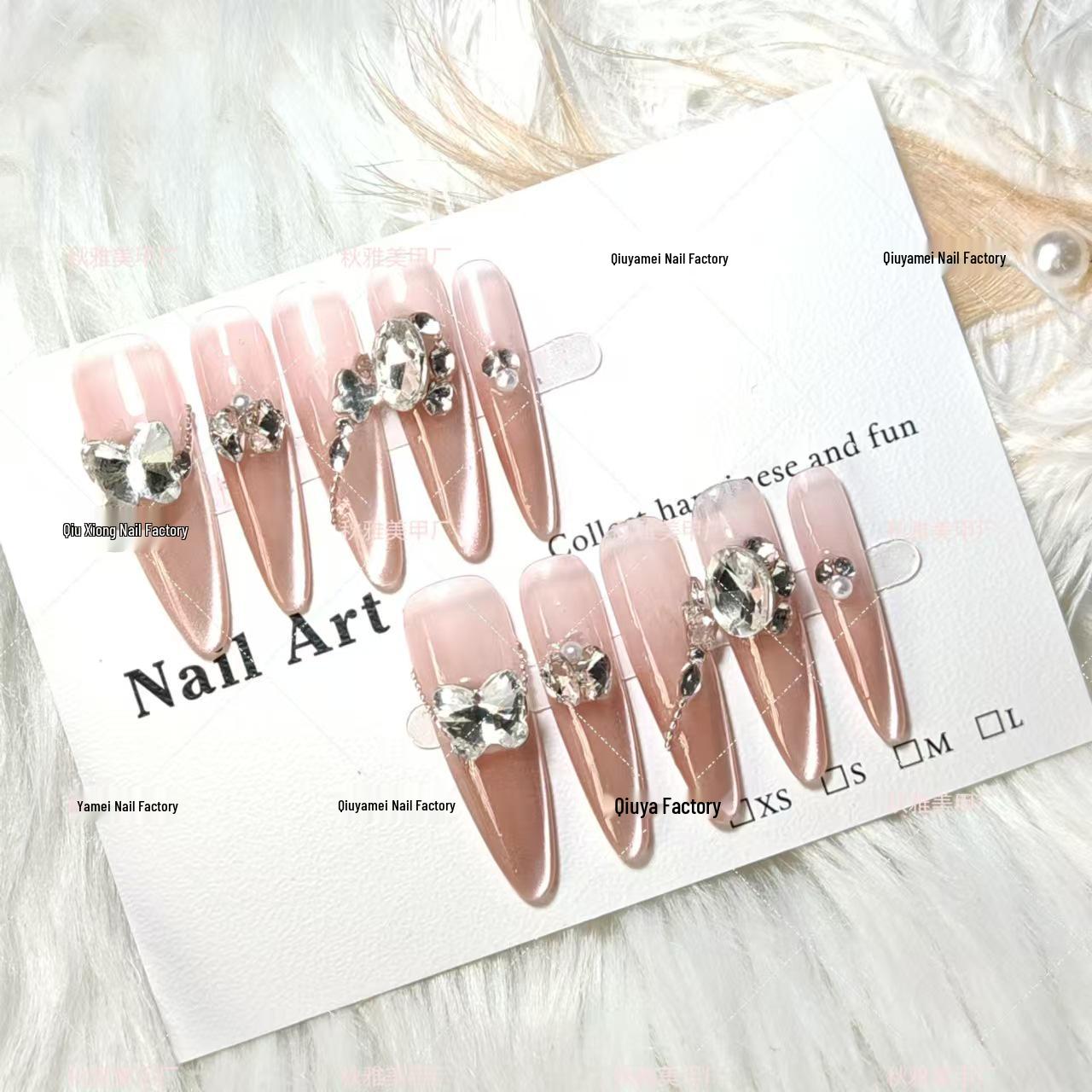 

Peach Pink Gradient Cat-Eye Nails: Transparent, Slim, and Elegant with Side Light Large L