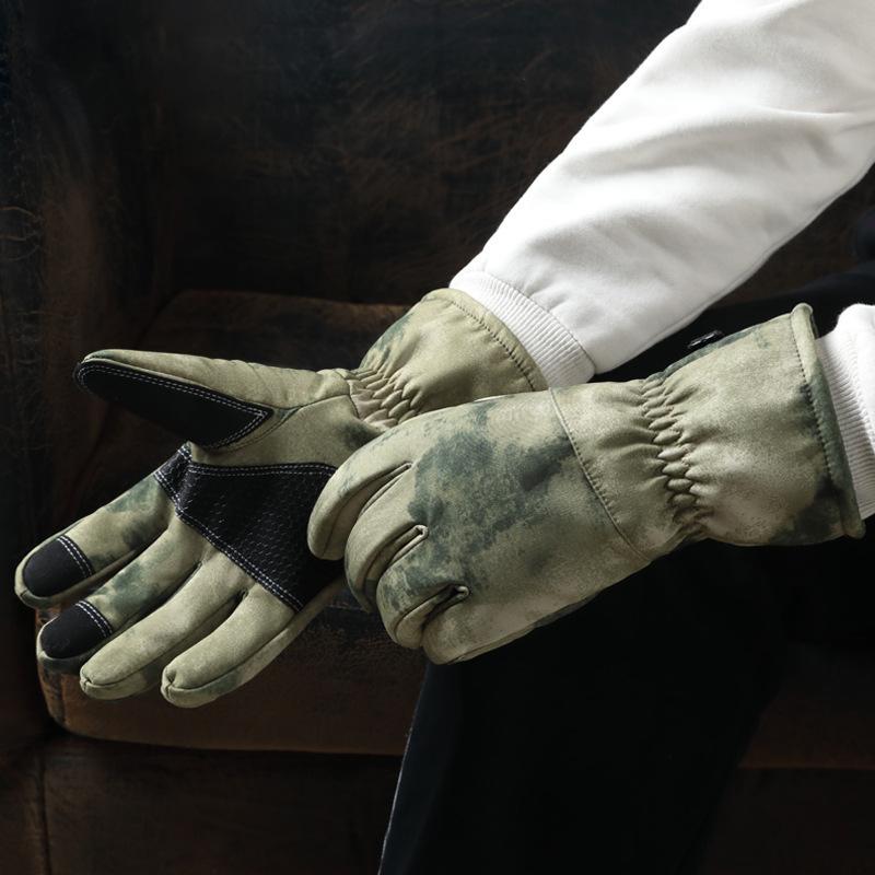 Herbst- und Winter Herren Camouflage Outdoor Ski Taktische Handschuhe Warm Wasserdicht Winddicht Reiten Außenhandel Samt Verdickt A15M