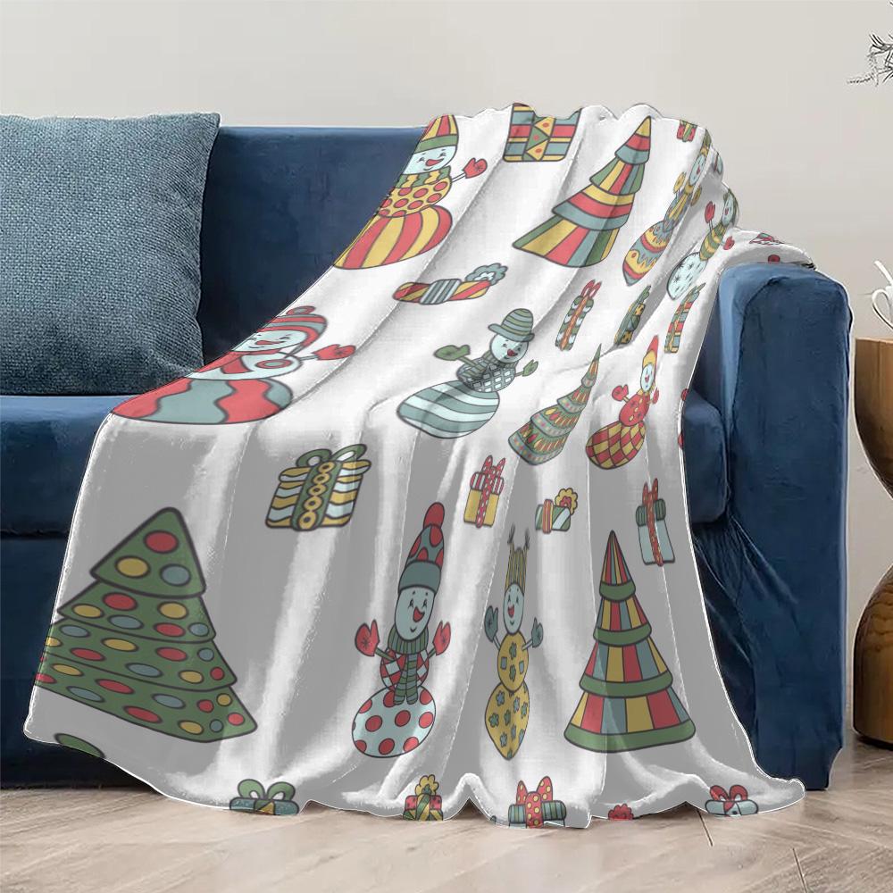 Gemütliche Überwurfdecke Niedliches Schneemannmuster Winter-Heimdekoration Weiche Warme Flanelldecke Geschenkidee Weihnachtsfestliches Design